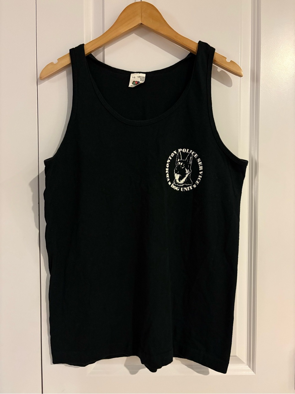 Vintage Fruit of the Loom Black Tank Top w Edmonton Police Service Dog Unit Logo